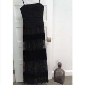 BCBG Chiffon & Velvet Black Beaded Gown